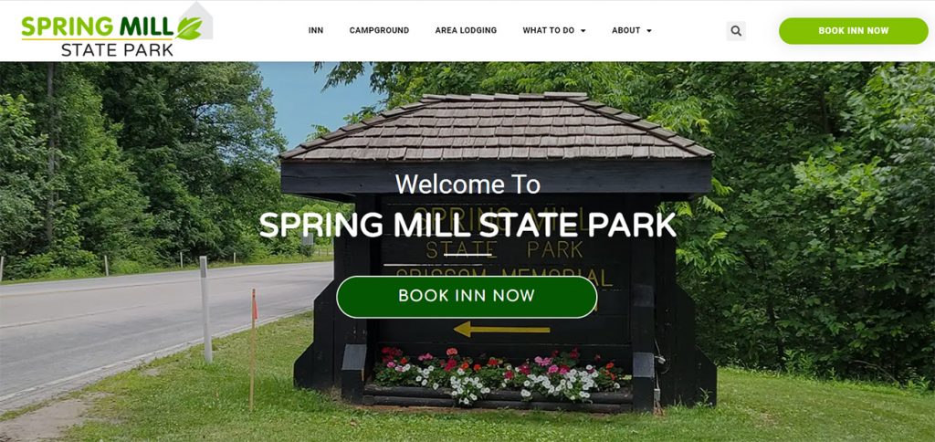 screenshot of SpringMillStatePark.com