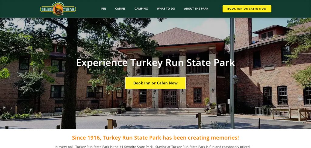 screenshot of TurkeyRunStatePark.com